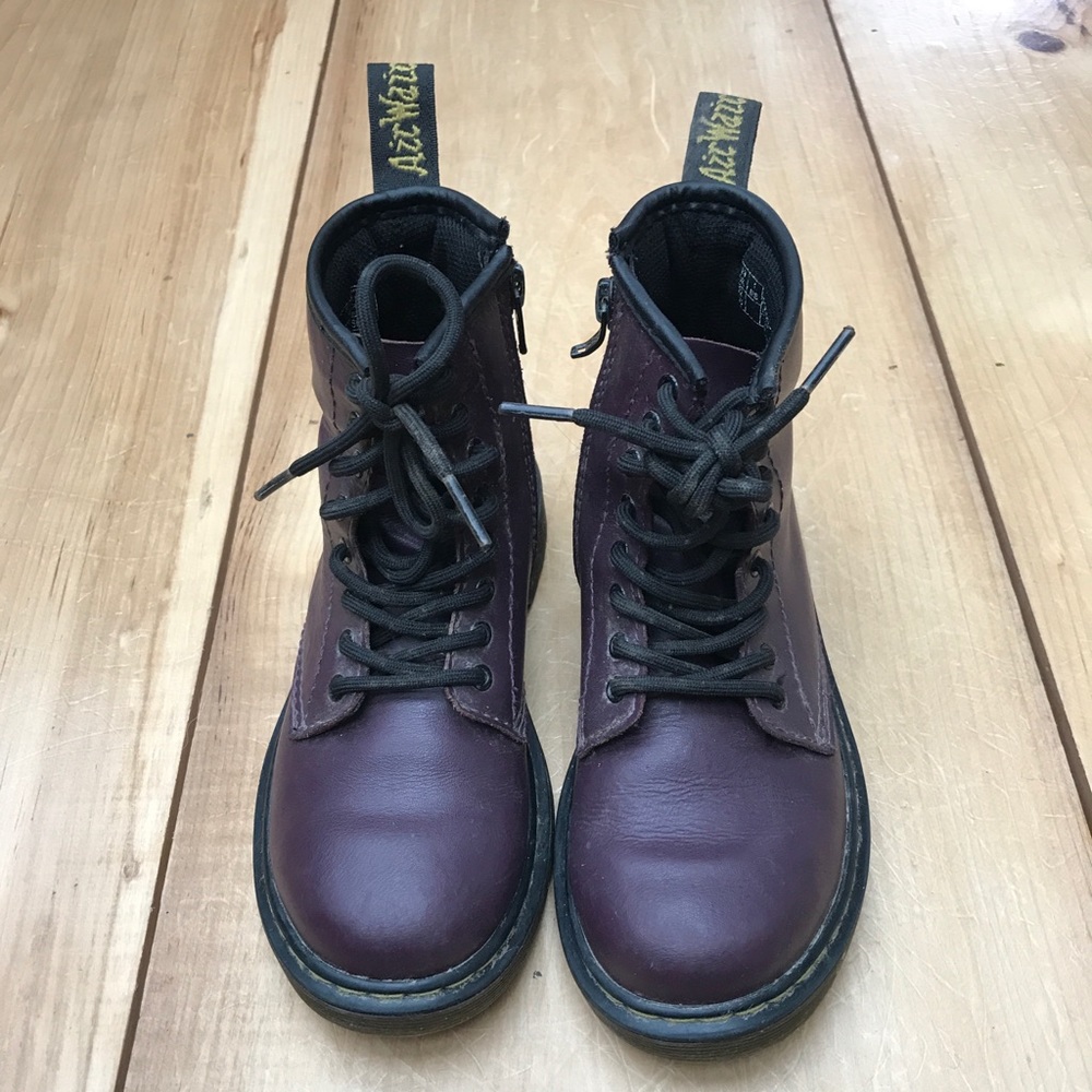 Eggplant 8 eyelet kids Doc Martens